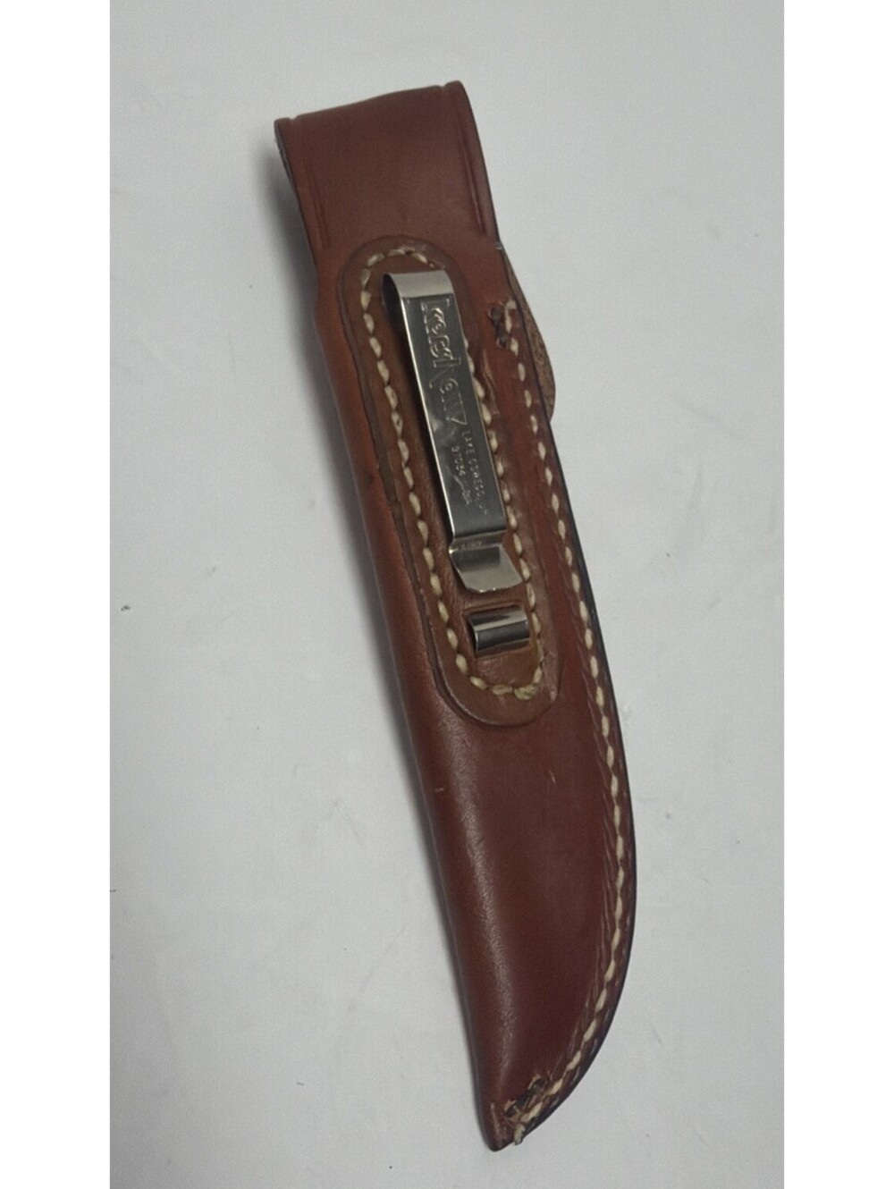 Vintage Kershaw Fixed Blade Knife Sheath Brown Leather Belt Pouch Case 7” X .75”